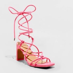 Women's Bria Strappy Heels - A New Day Pink 8.5